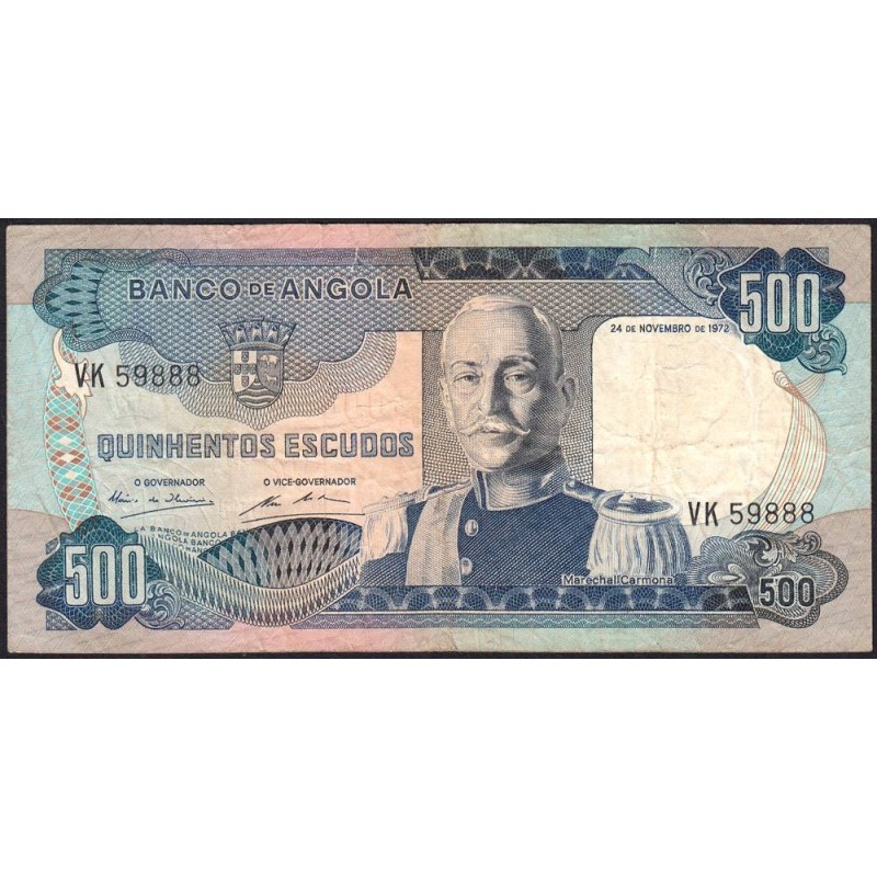Angola - Pick 102 - 500 escudos - Série VK - 24/11/1972 - Etat : TB