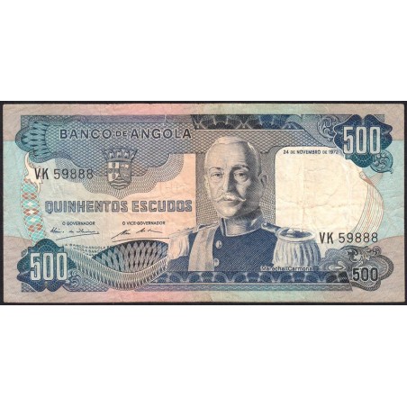 Angola - Pick 102 - 500 escudos - Série VK - 24/11/1972 - Etat : TB
