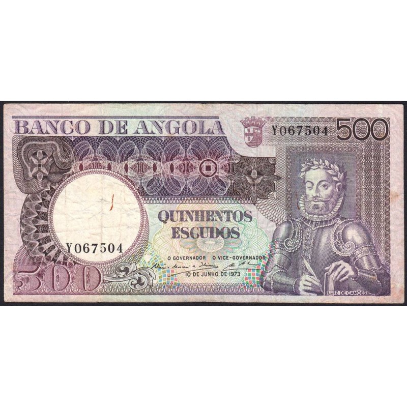 Angola - Pick 107_1 - 500 escudos - Série Y - 10/06/1973 - Etat : TB-