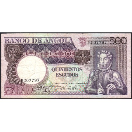 Angola - Pick 107_2 - 500 escudos - Série BC- 10/06/1973 - Etat : TB-