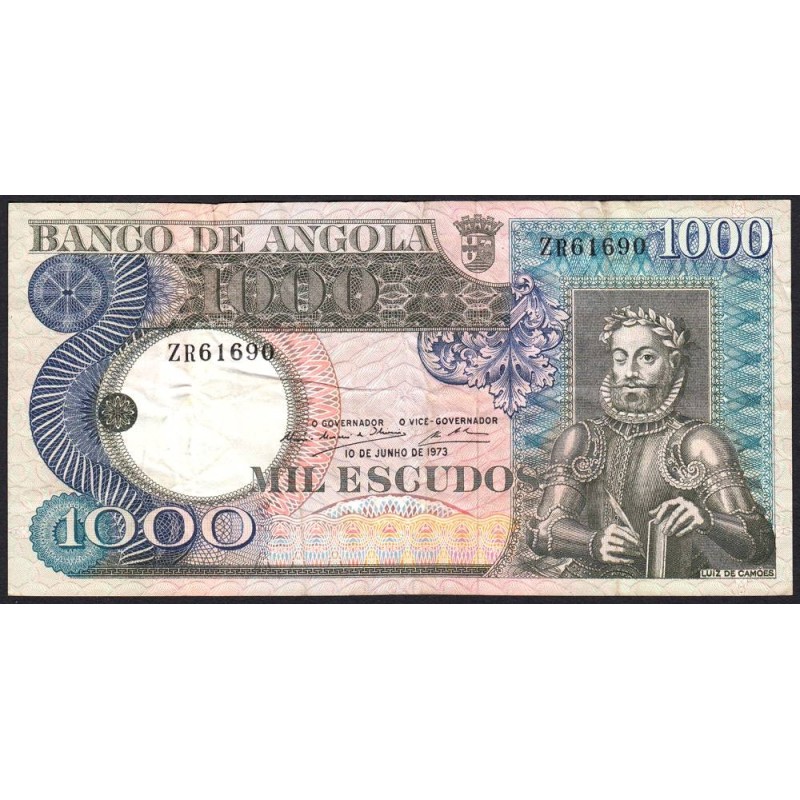 Angola - Pick 108_2 - 1'000 escudos - Série ZR - 10/06/1973 - Etat : TB