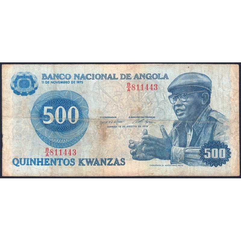 Angola - Pick 116 - 500 kwanzas - Série B/A - 14/08/1979 - Etat : TB