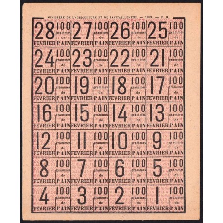 Rationnement - Pain - 02/1919 - Etat : SPL