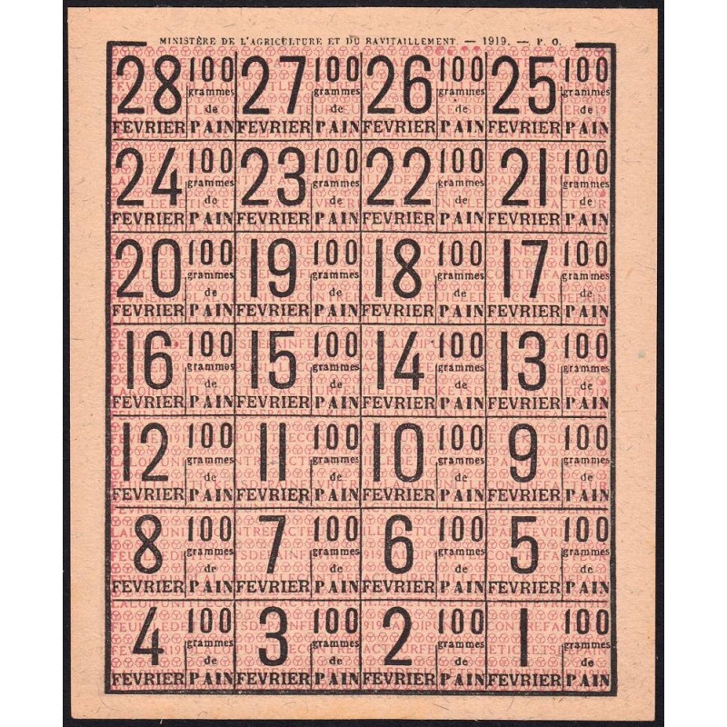 Rationnement - Pain - 02/1919 - Etat : NEUF