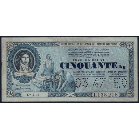 50 kg Papiers et cartons - 03/1947 - Code EO - Série EE - Etat : TTB