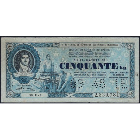 50 kg Papiers et cartons - 09/1948 - Code IE - Série EE - Etat : TB+