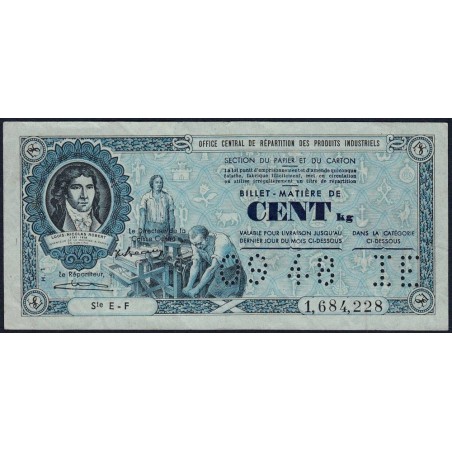 100 kg Papiers et cartons - 09/1948 - Code IE - Série EF - Etat : TTB