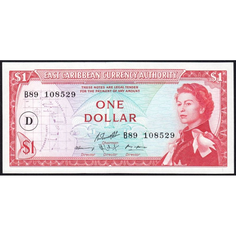 Caraïbes Est - La Dominique - Pick 13i - 1 dollar - Série B89 - 1983 - Etat : NEUF