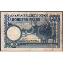 Congo Belge - Pick 17d_2 - 100 francs - Série G - 14/09/1949 - Etat : TB à TB+