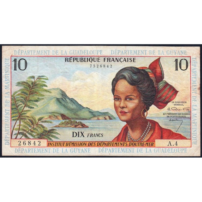 Antilles Françaises - Pick 8a - 10 francs - Série A.4 - 1964 - Etat : TB à TB+