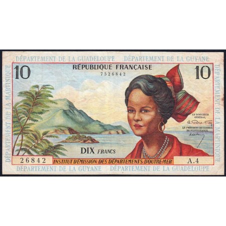 Antilles Françaises - Pick 8a - 10 francs - Série A.4 - 1964 - Etat : TB à TB+