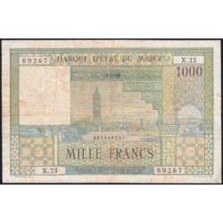 Maroc - Pick 47_2 - 1'000 francs - Série X.23 - 15/11/1956 - Etat : TB à TB+