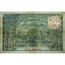 Maroc - Pick 52 - 100 dirhams sur 10'000 francs - Série Q.689 - 1955 (1959) - Etat : TB+ à TTB