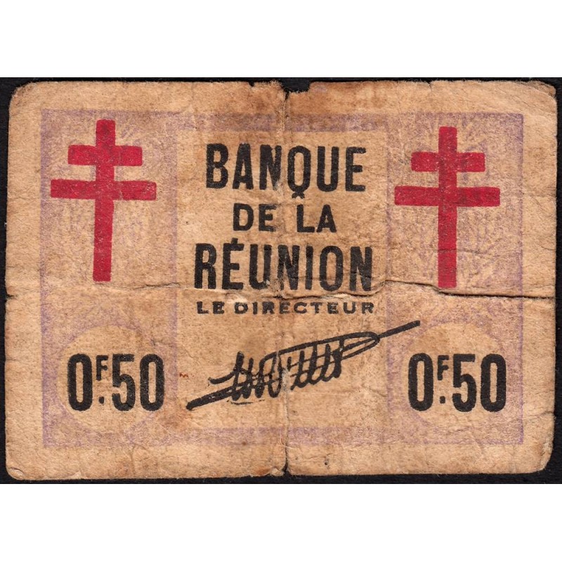 La Réunion - Pick 33 - 0,50 franc - 12/08/1943 - Etat : B