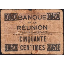 La Réunion - Pick 33 - 0,50 franc - 12/08/1943 - Etat : B