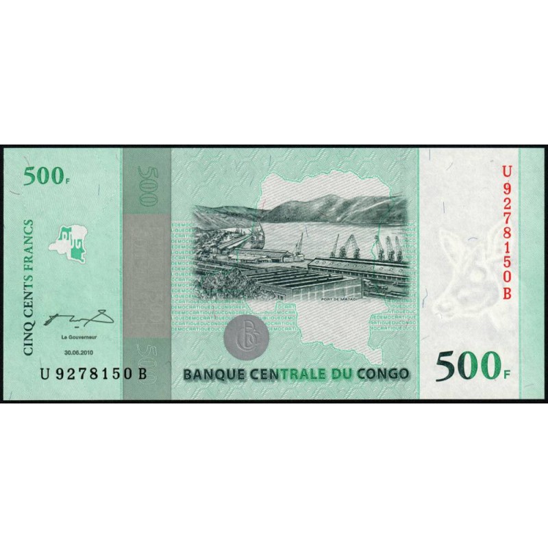 Rép. Démocr. du Congo - Pick 100 - 500 francs - Série U B - 30/06/2010 - Commémoratif - Etat : NEUF