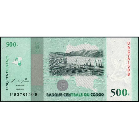 Rép. Démocr. du Congo - Pick 100 - 500 francs - Série U B - 30/06/2010 - Commémoratif - Etat : NEUF