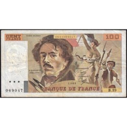 F 69-04b - 1980 - 100 francs - Delacroix - Série B.39 - Etat : TB