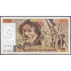 F 69-04b - 1980 - 100 francs - Delacroix - Série B.39 - Etat : TB