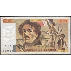 F 69-04b - 1980 - 100 francs - Delacroix - Série D.40 - Etat : TB-