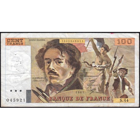 F 69-05 - 1980 - 100 francs - Delacroix - Série S.44 - Etat : TB-