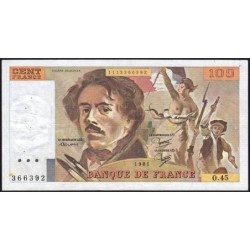 F 69-05 - 1980 - 100 francs - Delacroix - Série O.45 - Etat : TTB