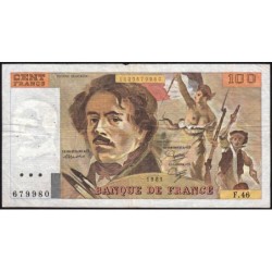 F 69-05 - 1980 - 100 francs - Delacroix - Série F.46 - Etat : TB-