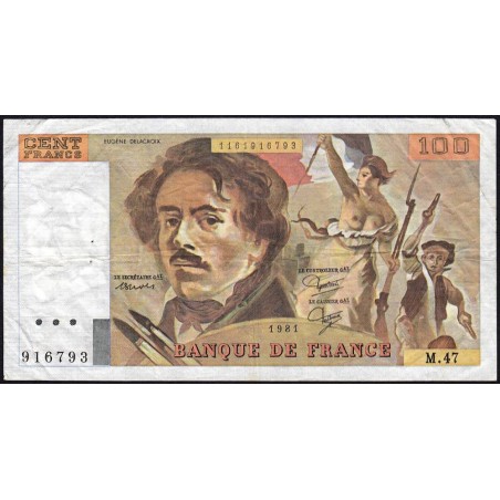 F 69-05 - 1980 - 100 francs - Delacroix - Série M.47 - Etat : TB