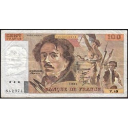 F 69-05 - 1980 - 100 francs - Delacroix - Série V.49 - Etat : TB-