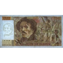 F 69-05 - 1980 - 100 francs - Delacroix - Série X.49 - Etat : TTB