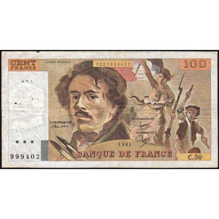 F 69-05 - 1980 - 100 francs - Delacroix - Série C.50 - Etat : TB-