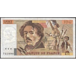 F 69-05 - 1980 - 100 francs - Delacroix - Série B.51 - Etat : TB