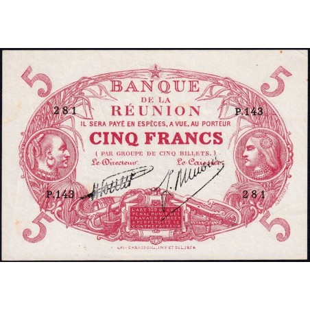 La Réunion - Pick 14_7 - 5 francs - Série P.143 - 1938 - Etat : SUP+