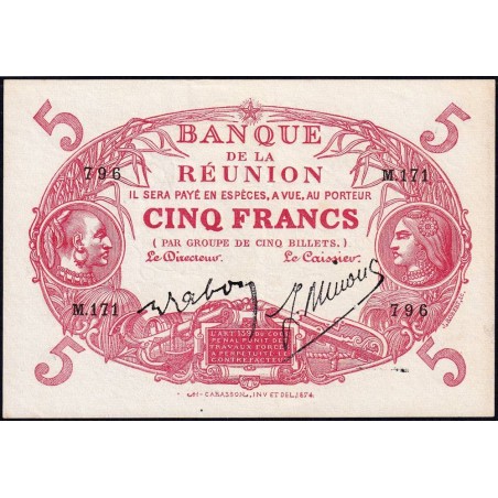 La Réunion - Pick 14_8 - 5 francs - Série M.171 - 1944 - Etat : SUP+