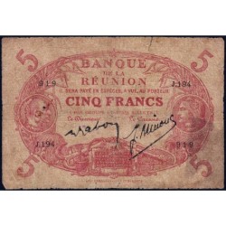 La Réunion - Pick 14_8 - 5 francs - Série J.194 - 1944 - Etat : B