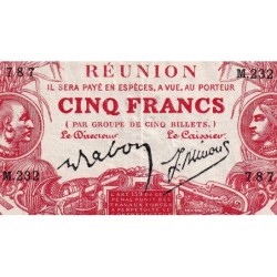 La Réunion - Pick 14_9 - 5 francs - Série M.232 - 1944 - Etat : TB+