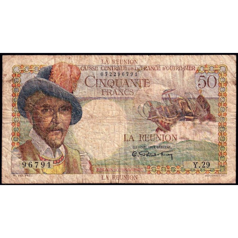 La Réunion - Pick 44 - 50 francs - Série Y.29 - 1948 - Etat : B