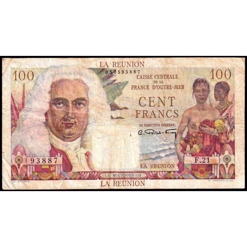 La Réunion - Pick 45 - 100 francs - Série F.21 - 1948 - Etat : TB