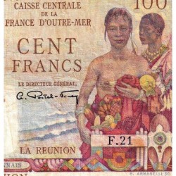 La Réunion - Pick 45 - 100 francs - Série F.21 - 1948 - Etat : TB