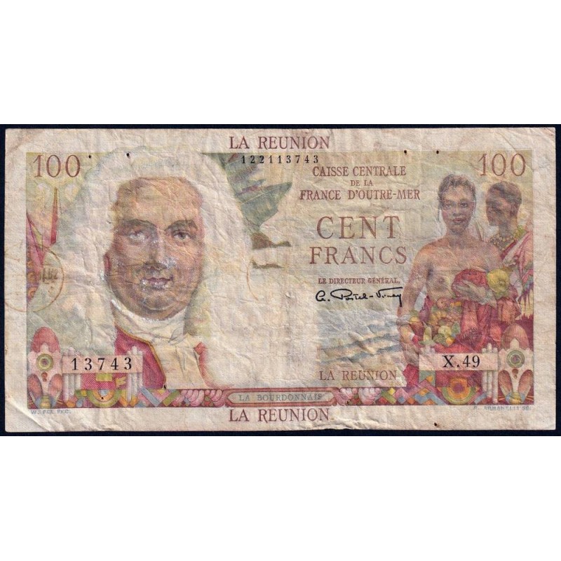 La Réunion - Pick 45 - 100 francs - Série X.49 - 1948 - Etat : TB-