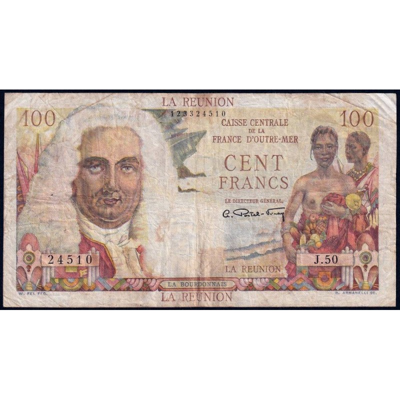 La Réunion - Pick 45 - 100 francs - Série J.50 - 1948 - Etat : TB-