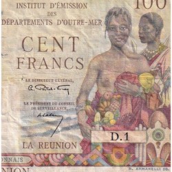La Réunion - Pick 49 - 100 francs - Série D.1 - 1960 - Etat : TB-