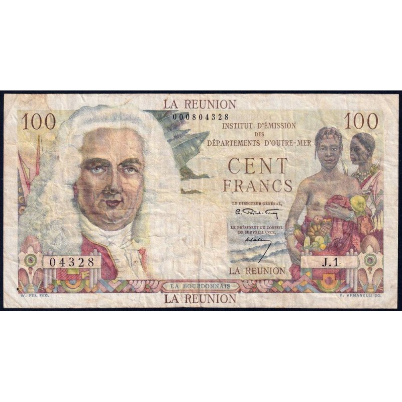 La Réunion - Pick 49 - 100 francs - Série J.1 - 1960 - Etat : TB