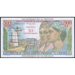 La Réunion - Pick 54b - 10 nouv. francs sur 500 francs - Série Y.1 - 1971 - Etat : TTB