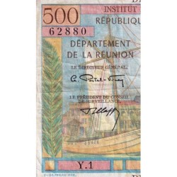 La Réunion - Pick 54b - 10 nouv. francs sur 500 francs - Série Y.1 - 1971 - Etat : TB