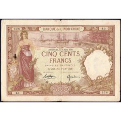 Djibouti - Pick 9b - 500 francs - Série D.3 - 08/03/1938 - Etat : TB