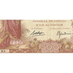 Djibouti - Pick 9b - 500 francs - Série D.3 - 08/03/1938 - Etat : TB