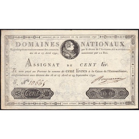 Assignat 09a - 100 livres - 29 septembre 1790 - Série J - Etat : SUP+
