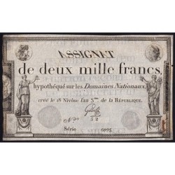 Assignat 51a - 2000 francs - 18 nivôse an 3 - Signature 20 - Série 6095 - Etat : SUP