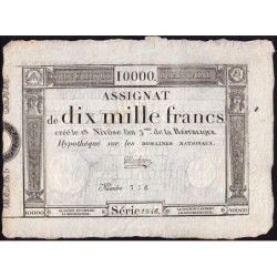 Assignat 52a - 10000 francs - 18 nivôse an 3 - Signature 35 - Série 1946 - Etat : SPL